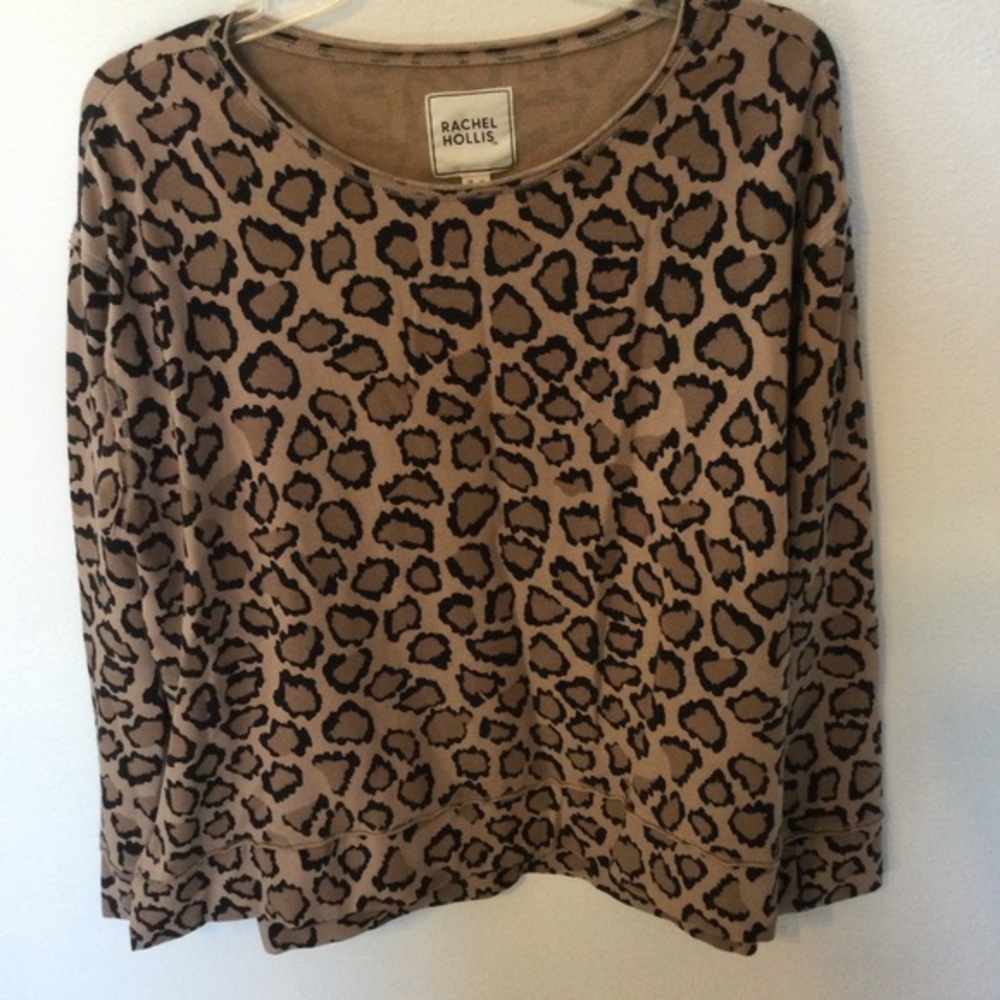 Rachel Hollis Animal Print Long Sleeve Slip On Over Sized Top Size Medi…